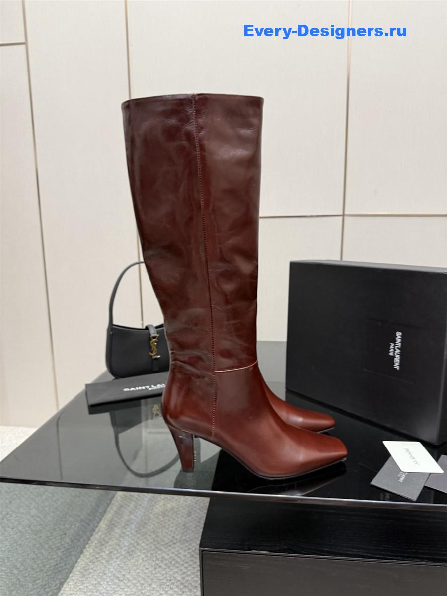 Sa1nt Lau*nt brown knee-high boots