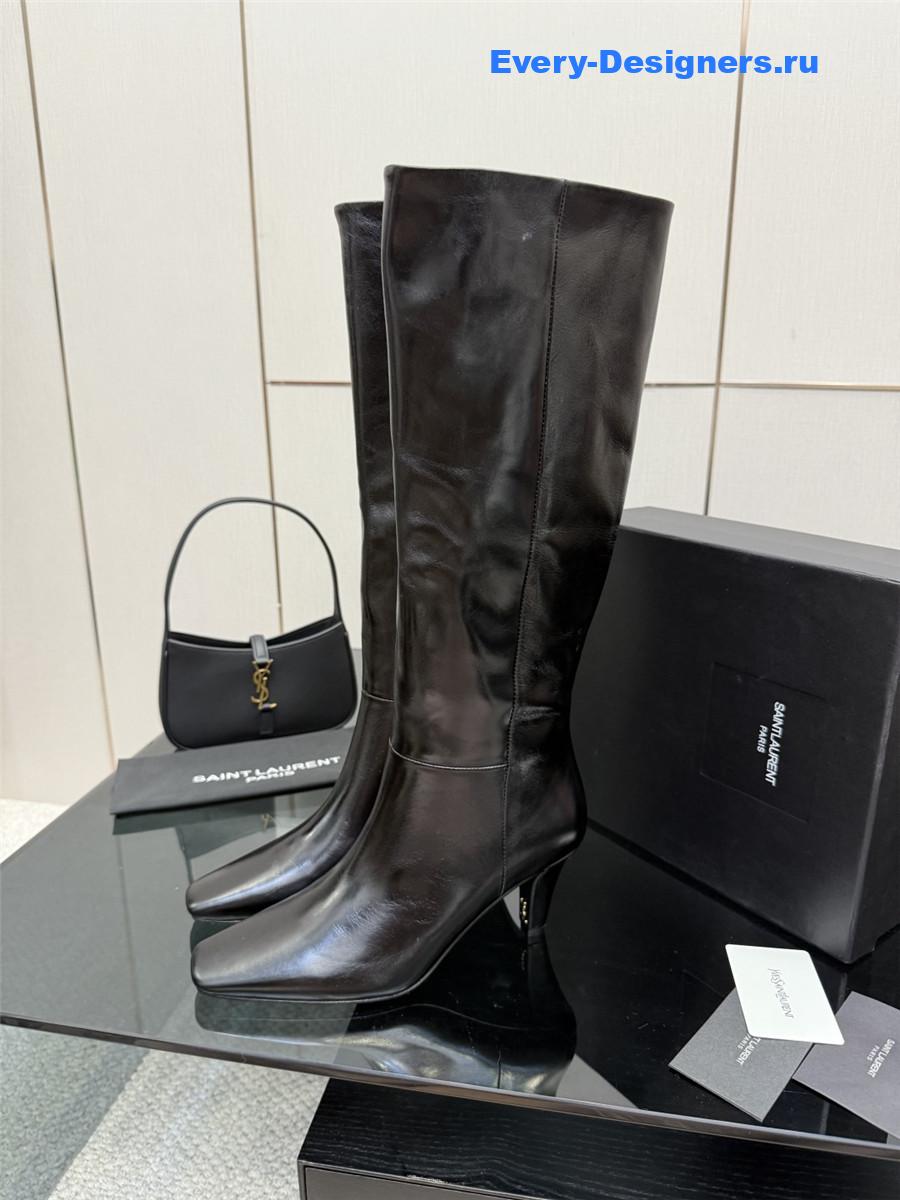 Sa1nt Lau*nt black knee-high boots