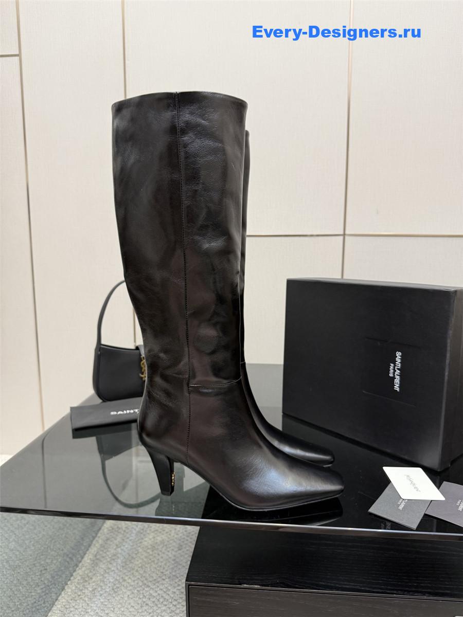 Sa1nt Lau*nt black knee-high boots