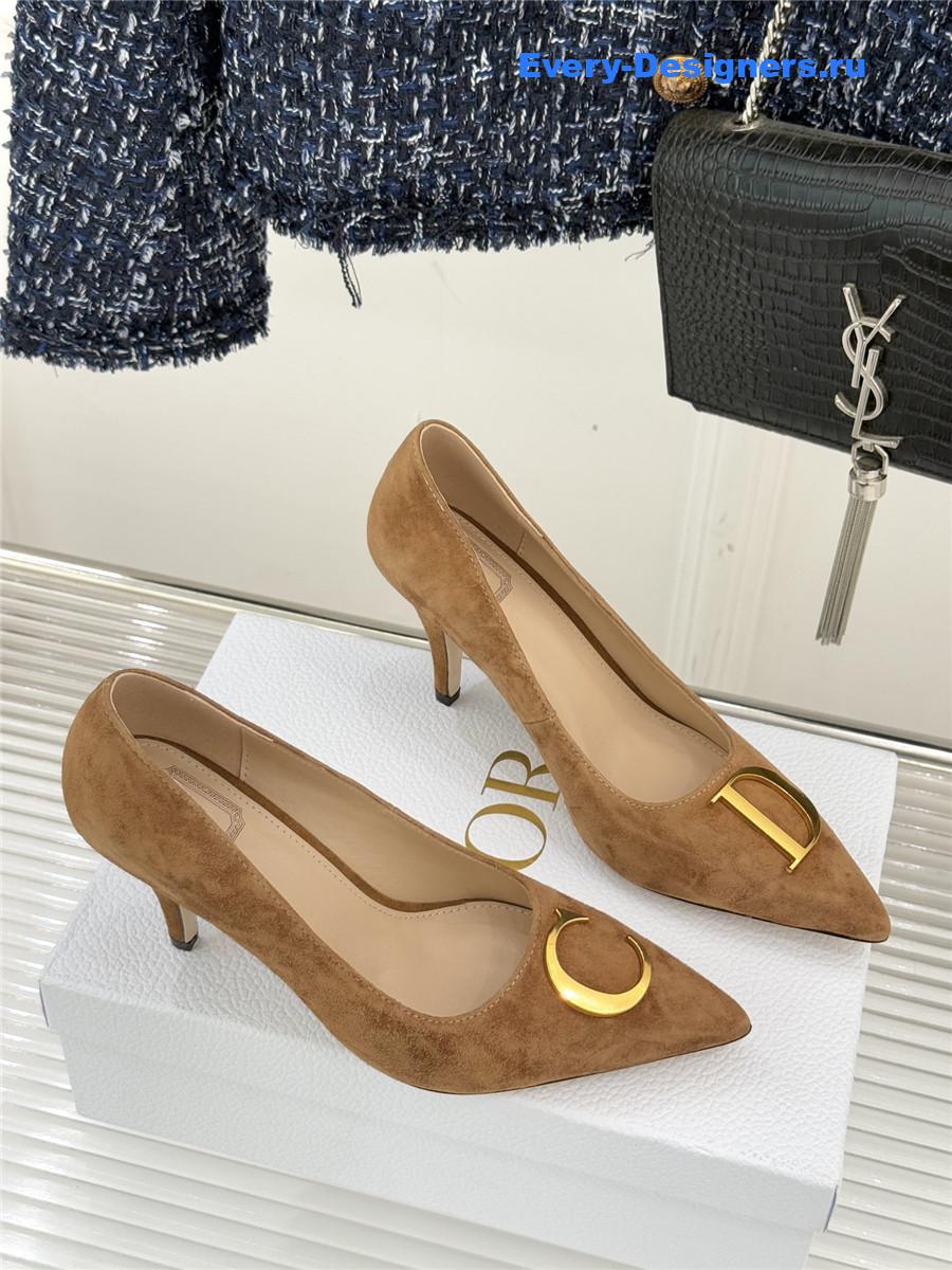 D10r brown suede pointed heel pump