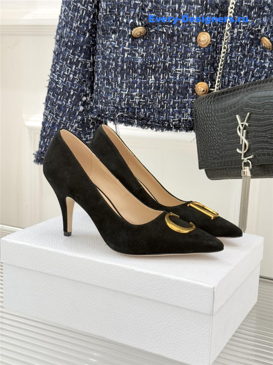 D10r black suede pointed heel pump