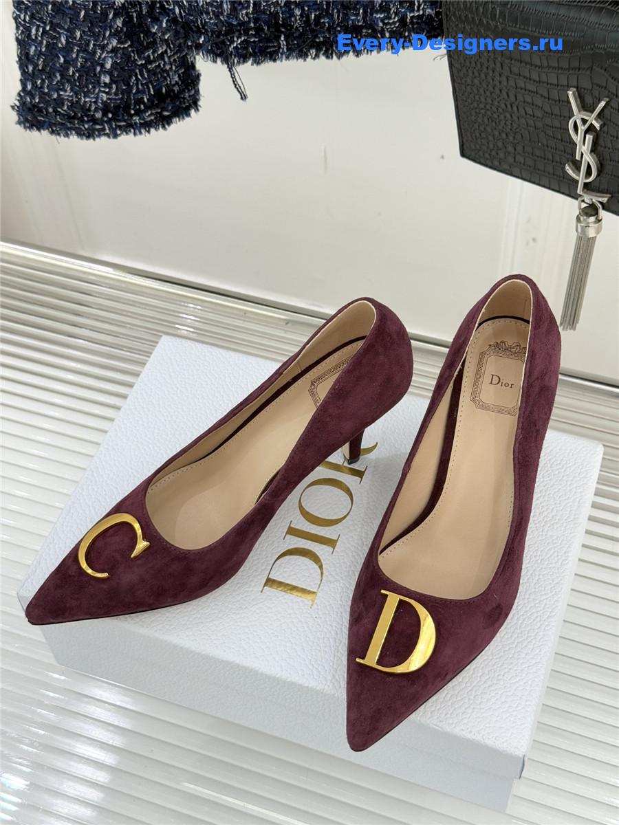 D10r purple suede pointed heel pump