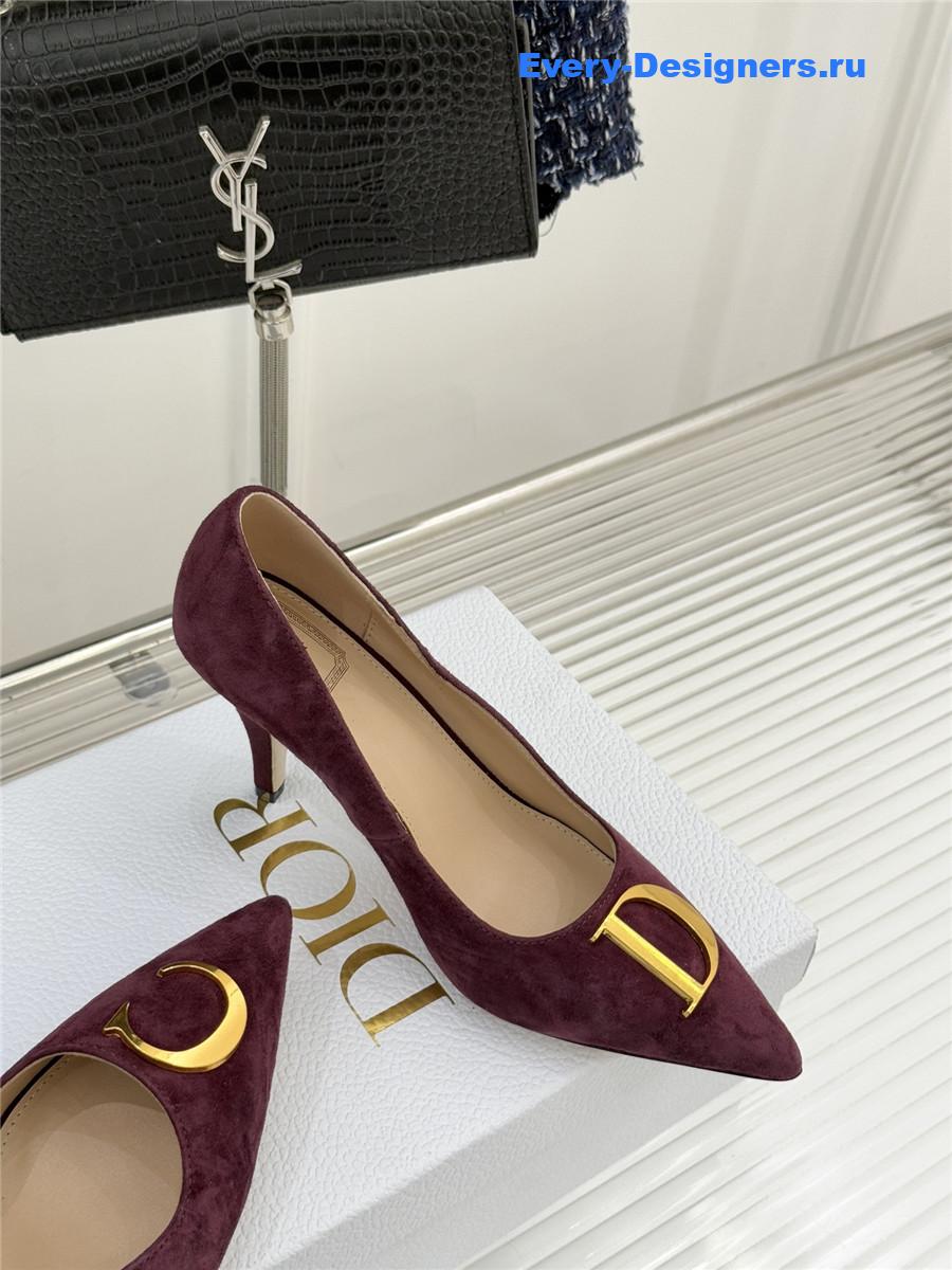 D10r purple suede pointed heel pump