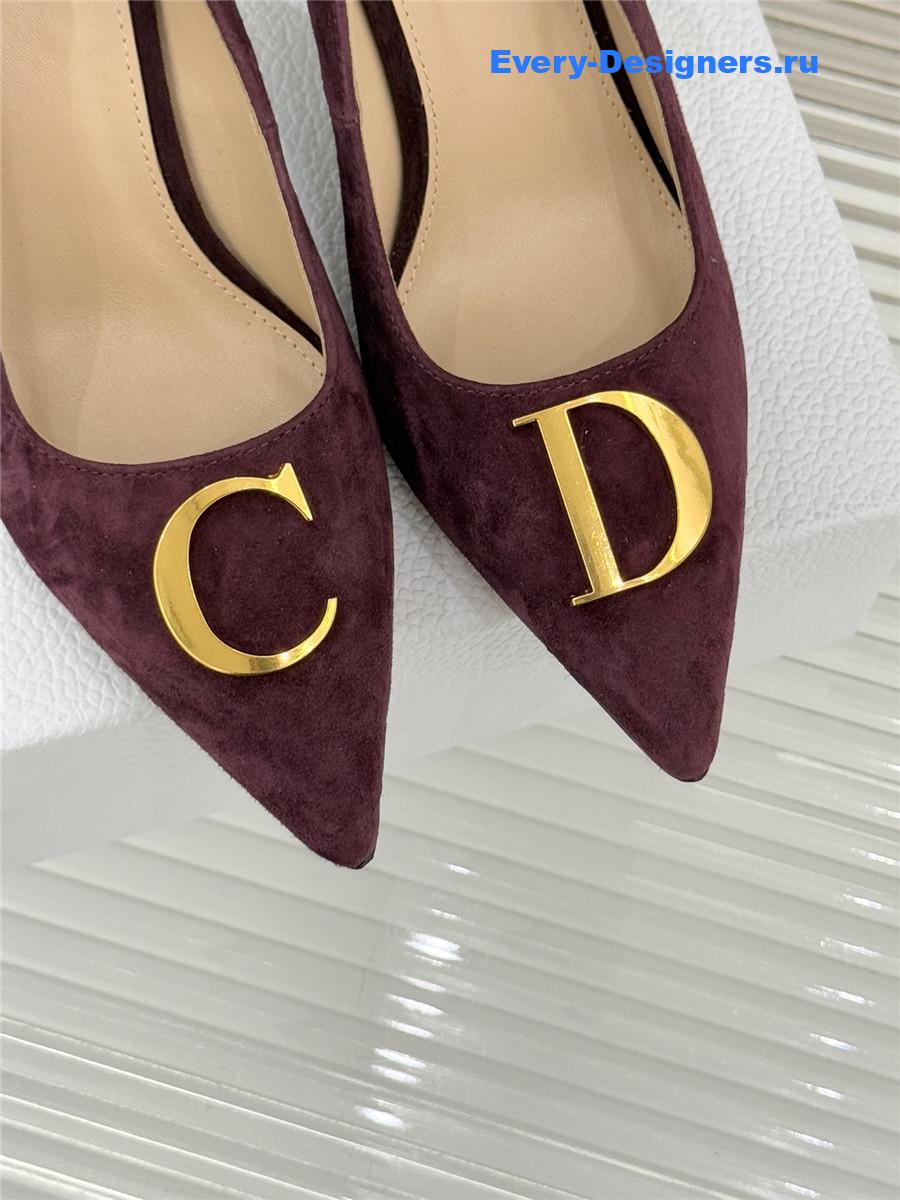 D10r purple suede pointed heel pump