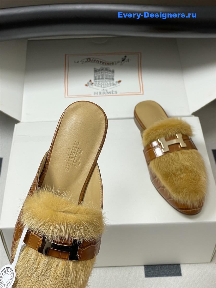 H**me5 brown mink mules