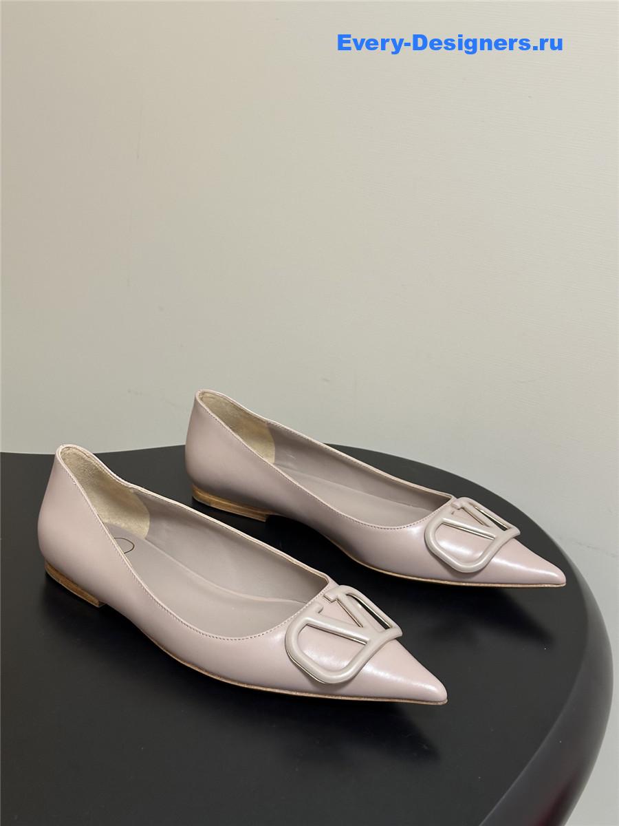 Va1e*ntin0 vlogo pink patent leather ballet flats