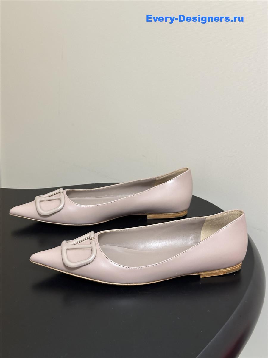 Va1e*ntin0 vlogo pink patent leather ballet flats