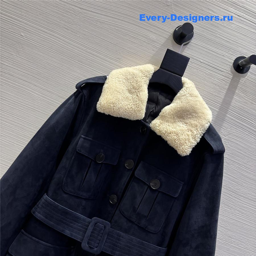 Sa1nt Lau*nt navy blue suede down jacket