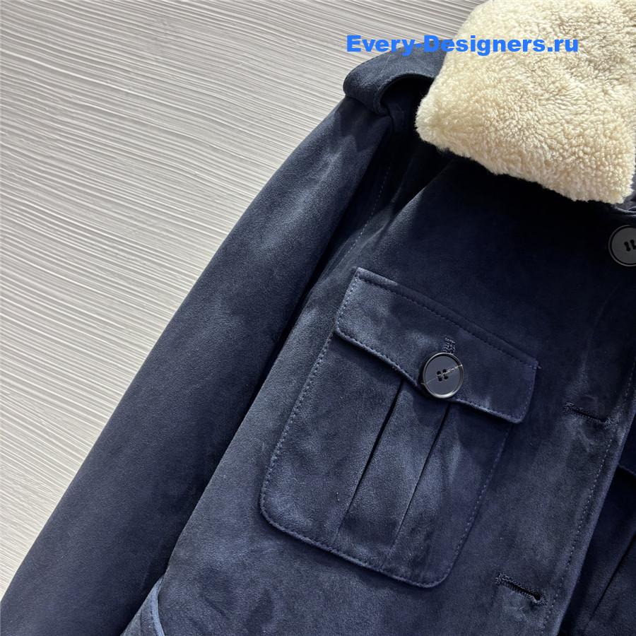 Sa1nt Lau*nt navy blue suede down jacket