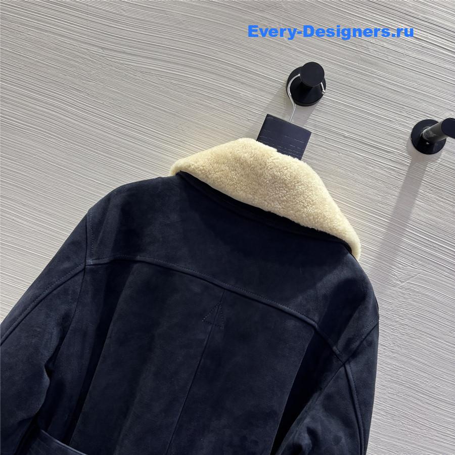 Sa1nt Lau*nt navy blue suede down jacket