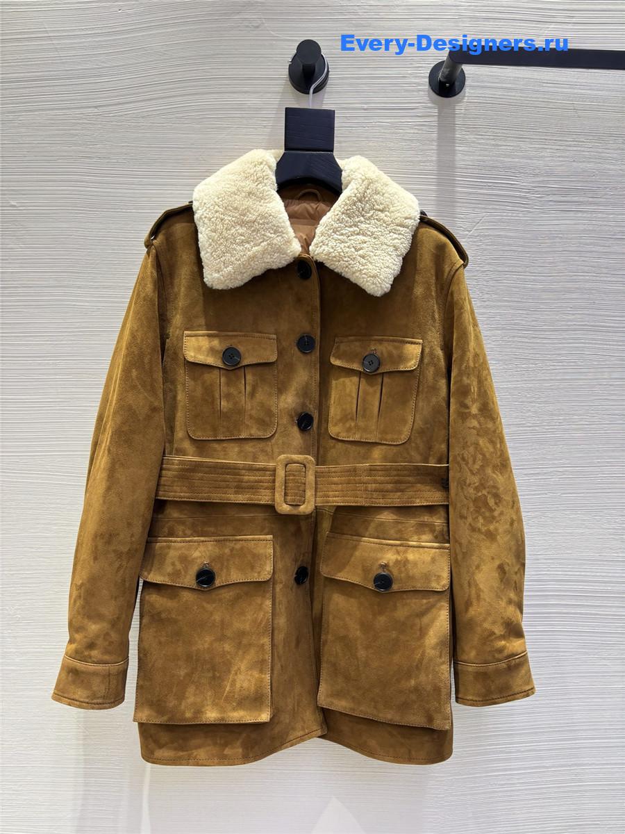 Sa1nt Lau*nt brown suede down jacket