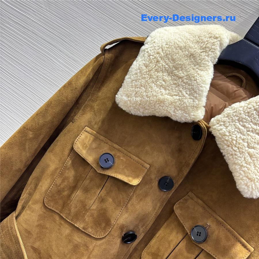 Sa1nt Lau*nt brown suede down jacket