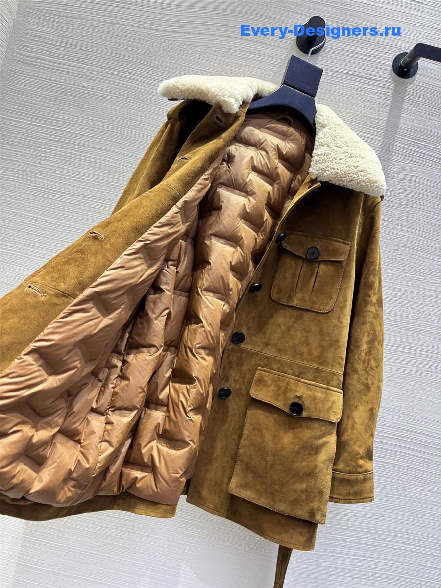 Sa1nt Lau*nt brown suede down jacket