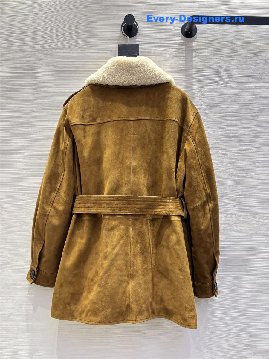 Sa1nt Lau*nt brown suede down jacket