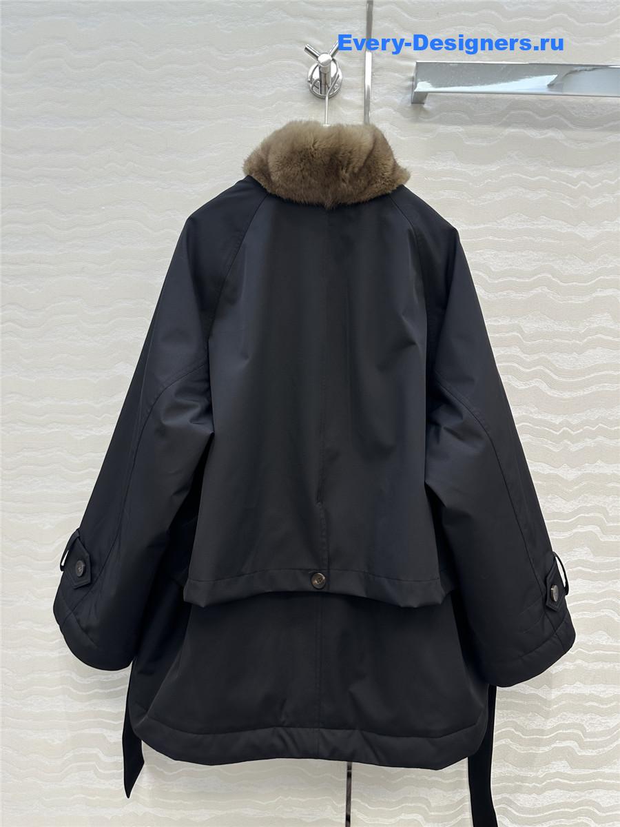 The R0w purple fox fur collar down jacket