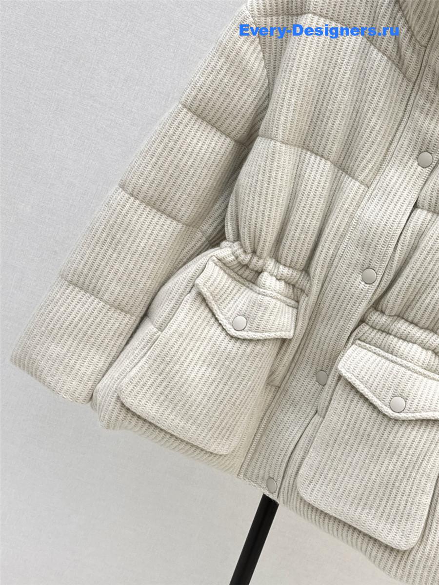 BC Stand Collar Cashmere and Goose Down Coat