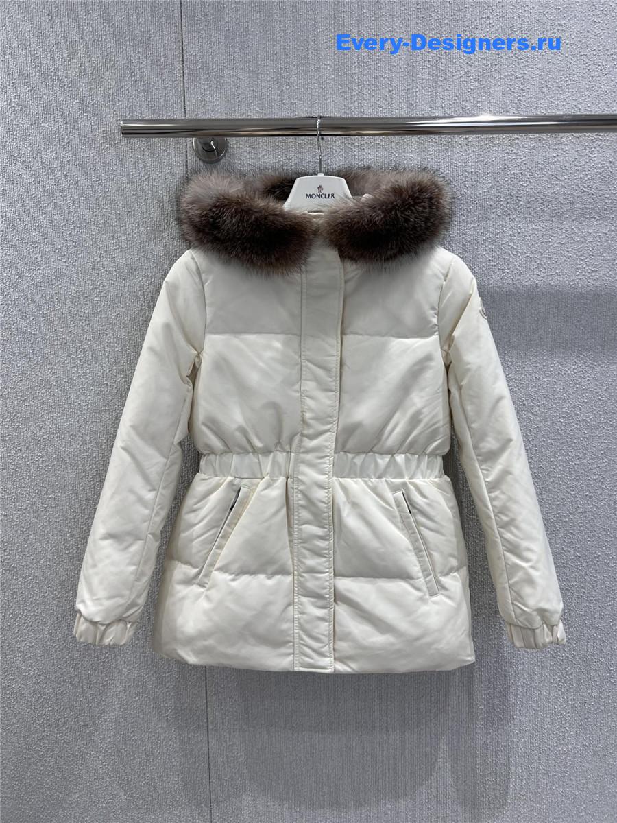 Moncler White Hooded Down Jacket