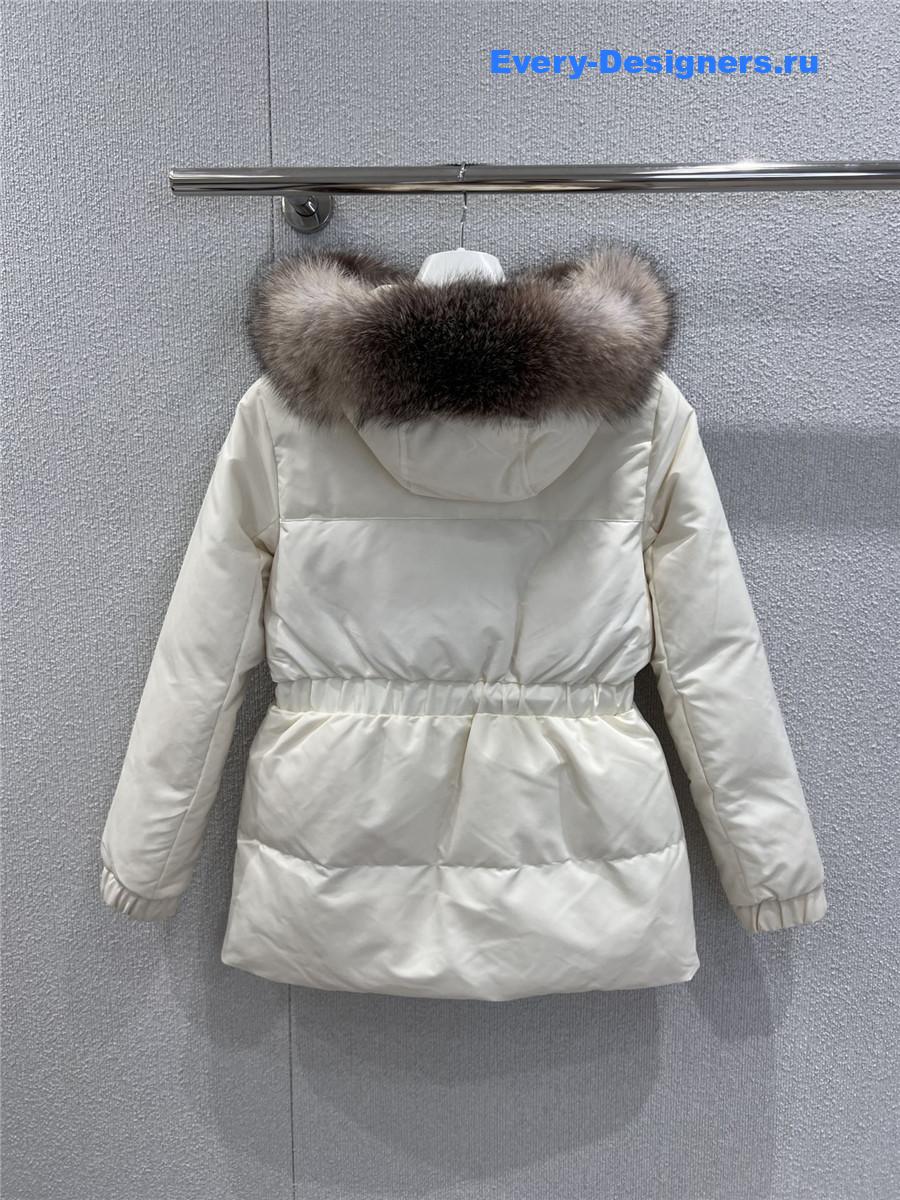 Moncler White Hooded Down Jacket