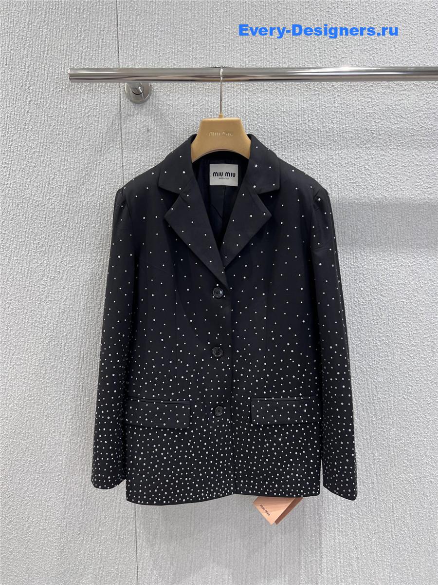 Miu Miu Black Rhinestone Blazer