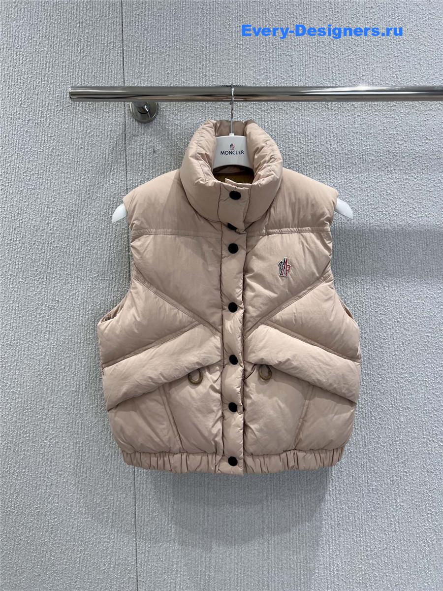 Moncler Pink Baise Down Gilet Vests