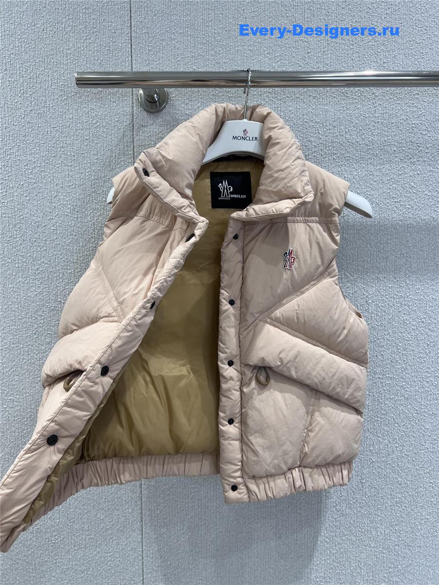 Moncler Pink Baise Down Gilet Vests