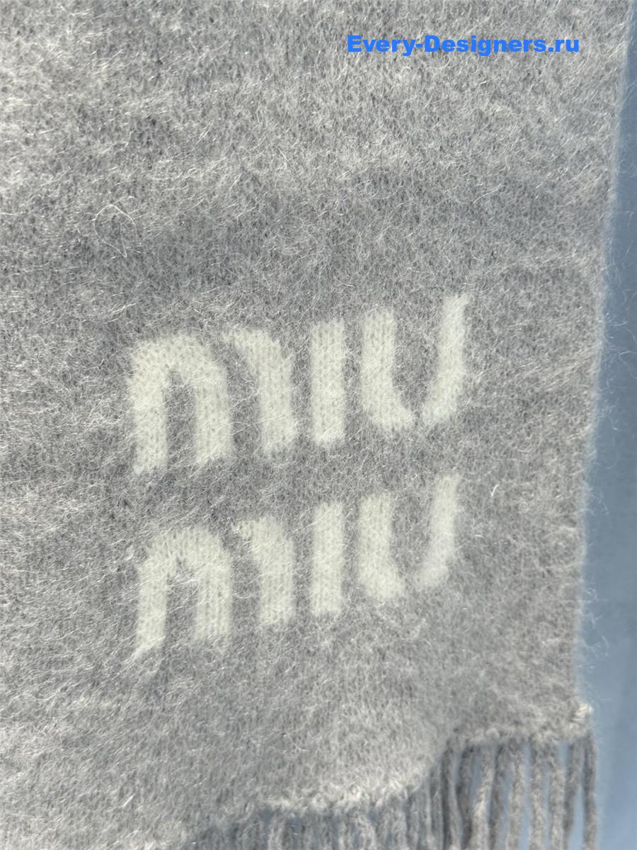 Miu Miu Grey Wool And Mohair Scarf