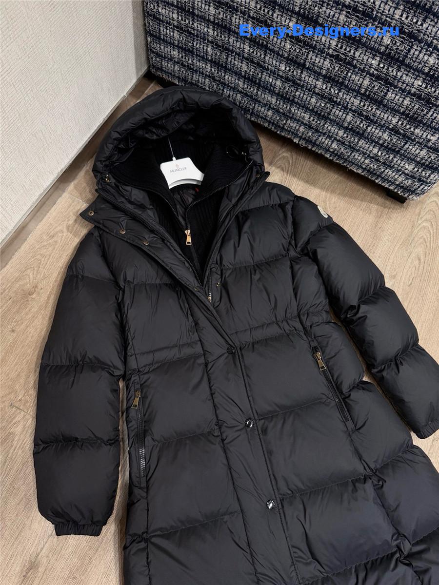 Moncler Black Chamer Hooded Long Down Jacket