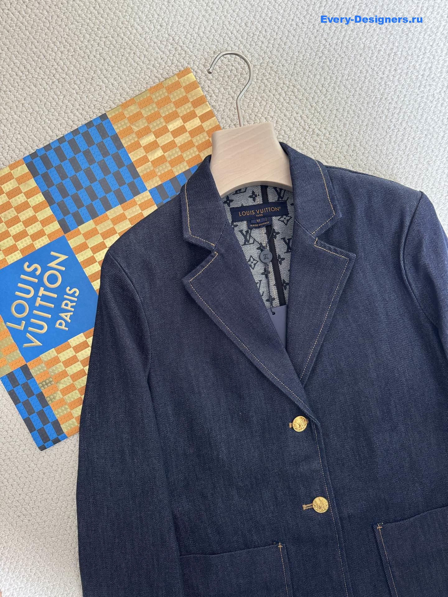 l0vis Vvtt0n denim preppy blazer jacket