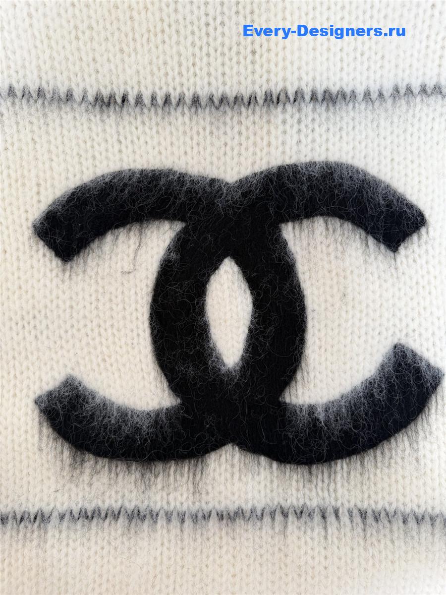 Ch**el white lace-up knit cardigan