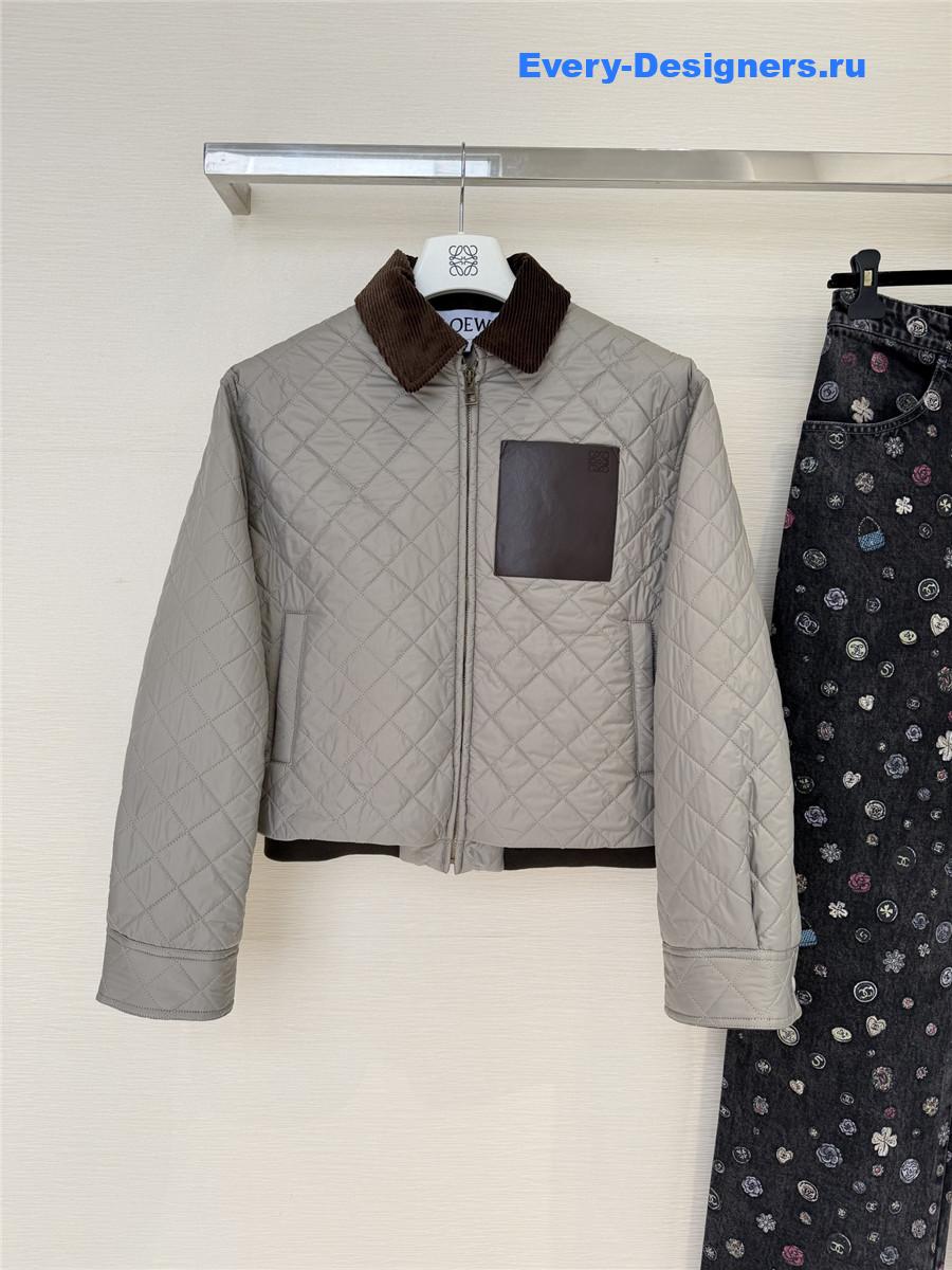 L0ew* corduroy collar quilted jacket