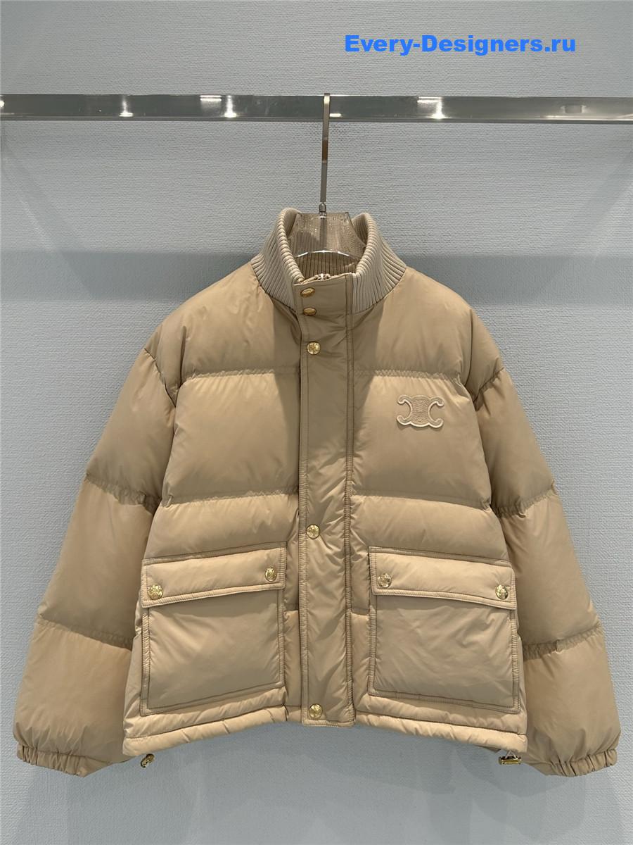 Ce1i*e knitted stand-collar down jacket