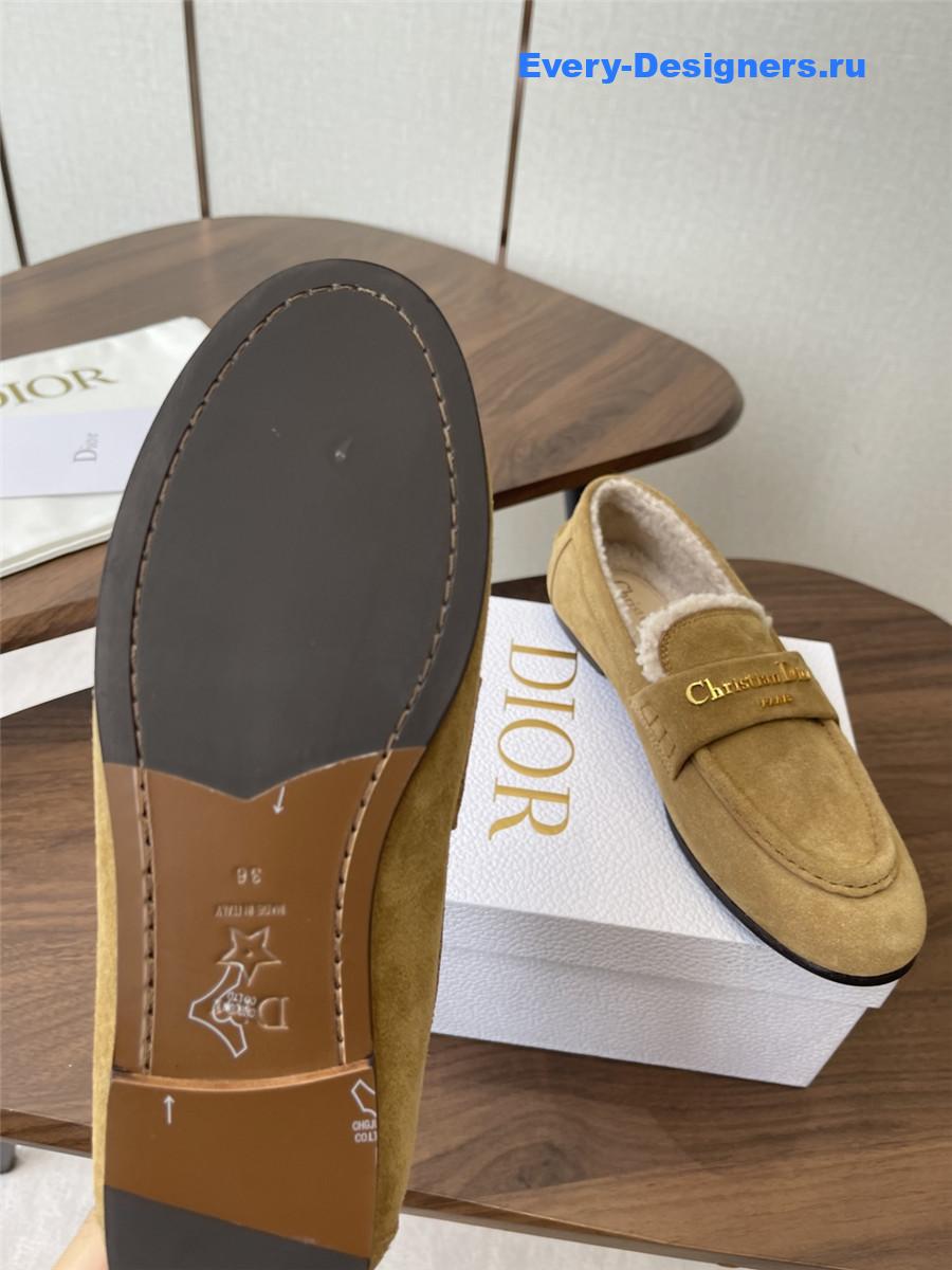 D10r brown suede goatskin loafers