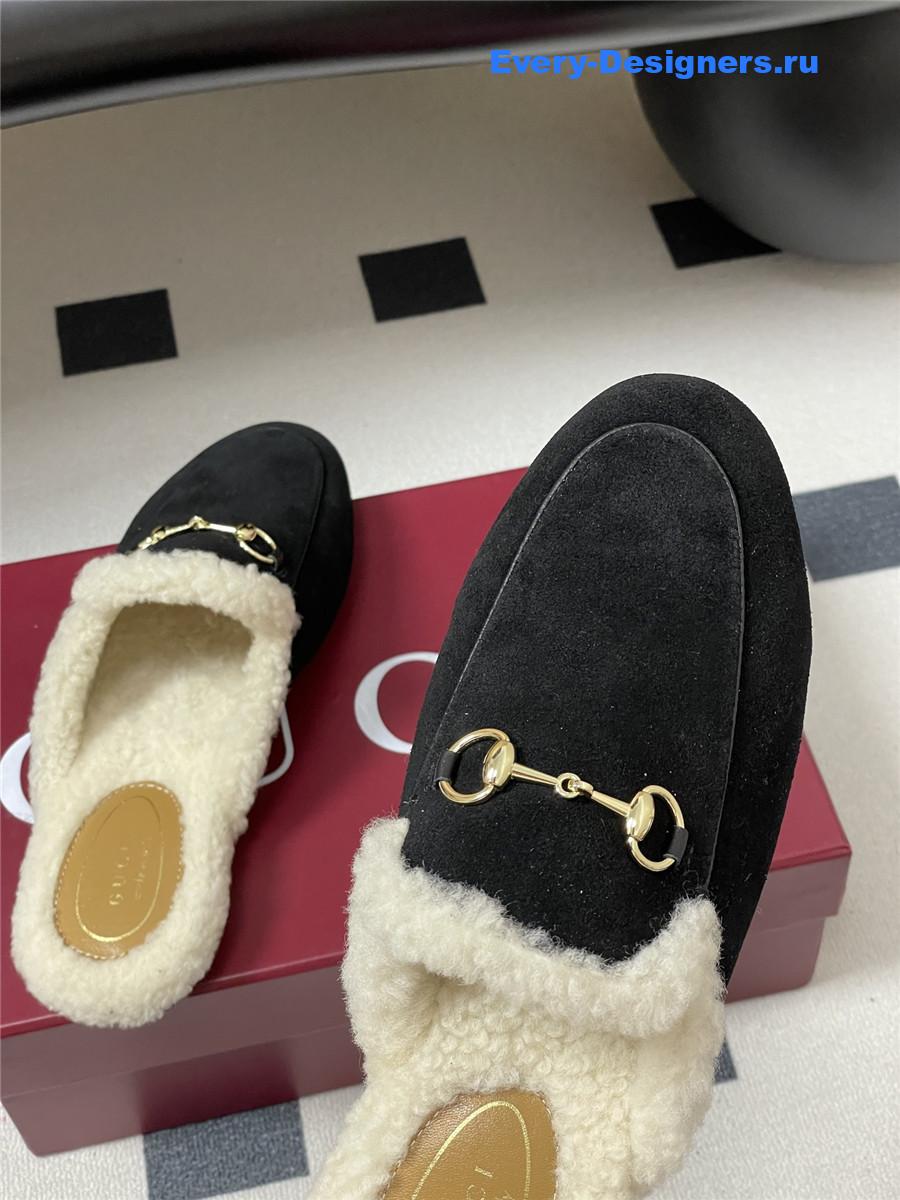Gvc*1 wool black suede horsebit slippers