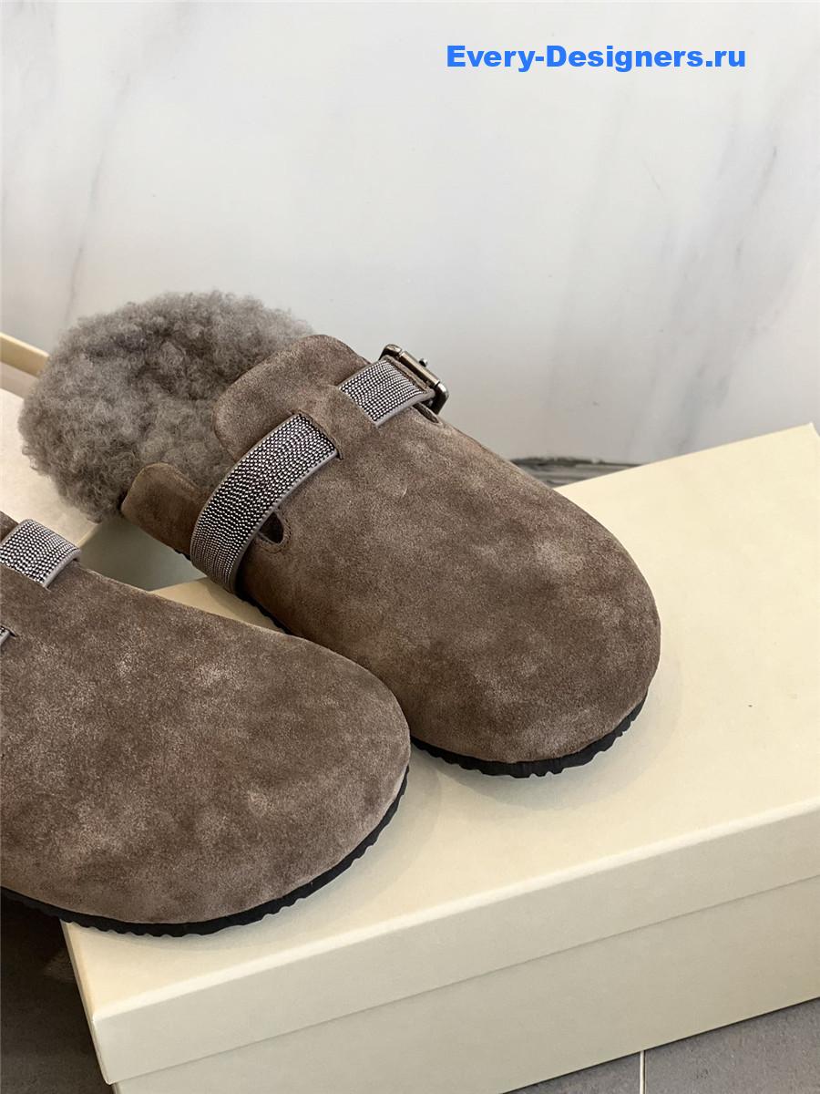 BC Dark Brown Shearling Suede Clogs