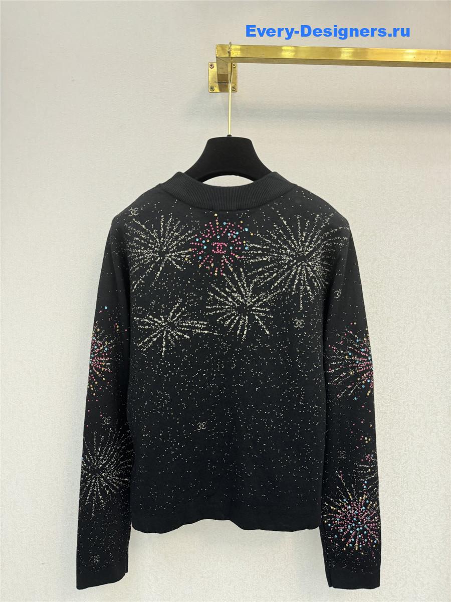 Ch**el christmas fireworks rhinestone pullover sweater