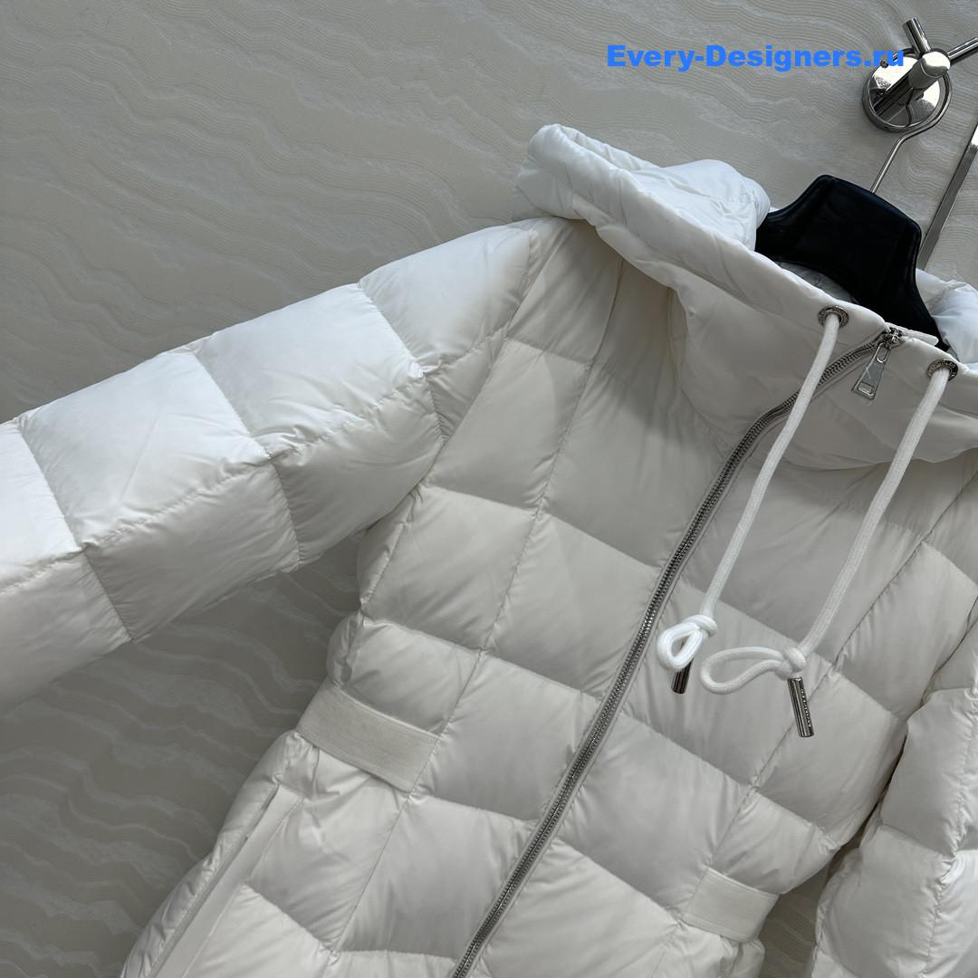 Moncler White Faucon Quilted Long Puffer Coat