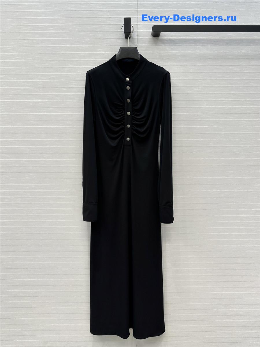 Alaia Black Soft Jersey Ruched Dress