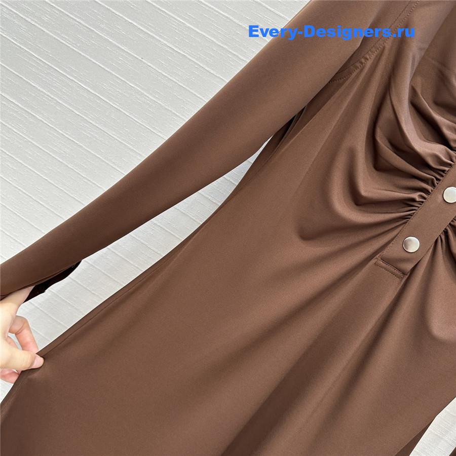 Alaia Brown Soft Jersey Ruched Dress