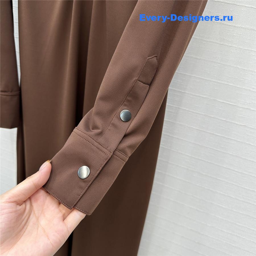 Alaia Brown Soft Jersey Ruched Dress