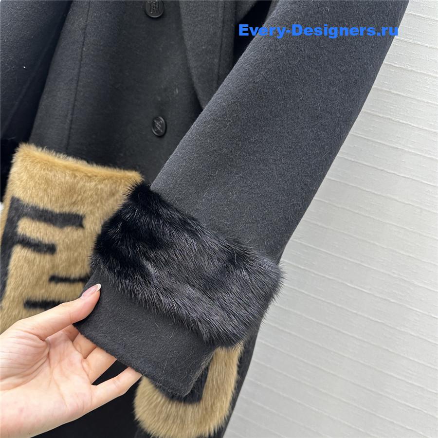 F**di black ff mink fur cashmere coat