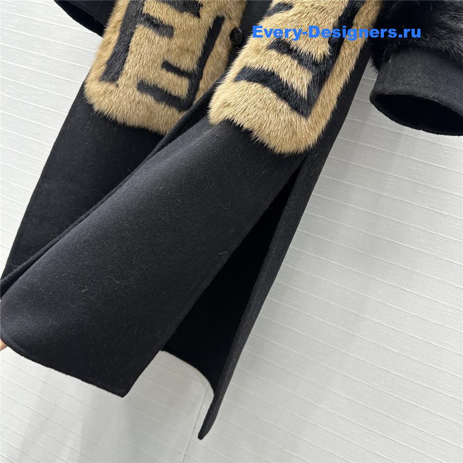 F**di black ff mink fur cashmere coat