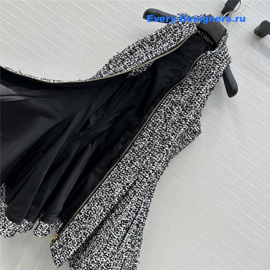 Balmain Sleeveless Flared Tweed Dress