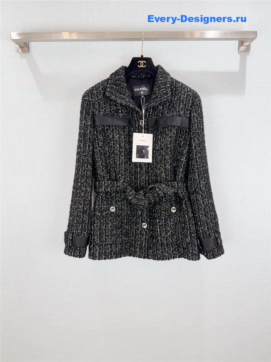 Ch**el black woven silk jacket