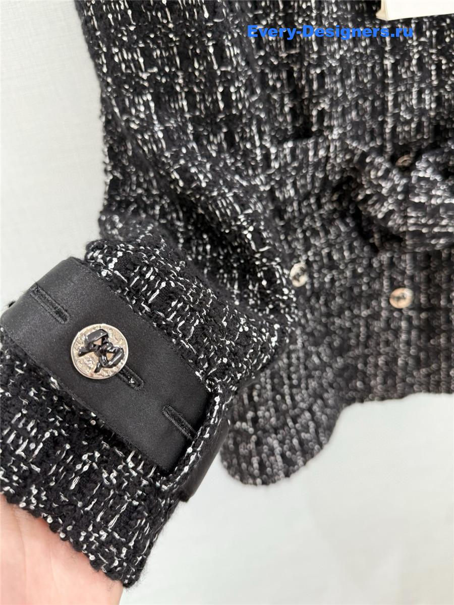 Ch**el black woven silk jacket