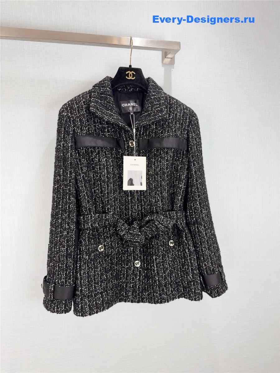 Ch**el black woven silk jacket