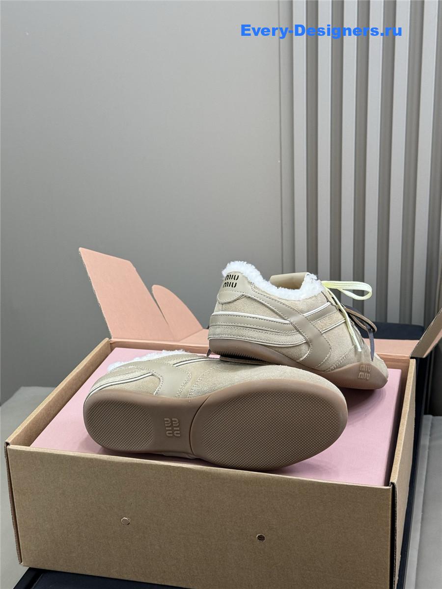 Miu Miu Gymnasium Suede Shearling Sneakers