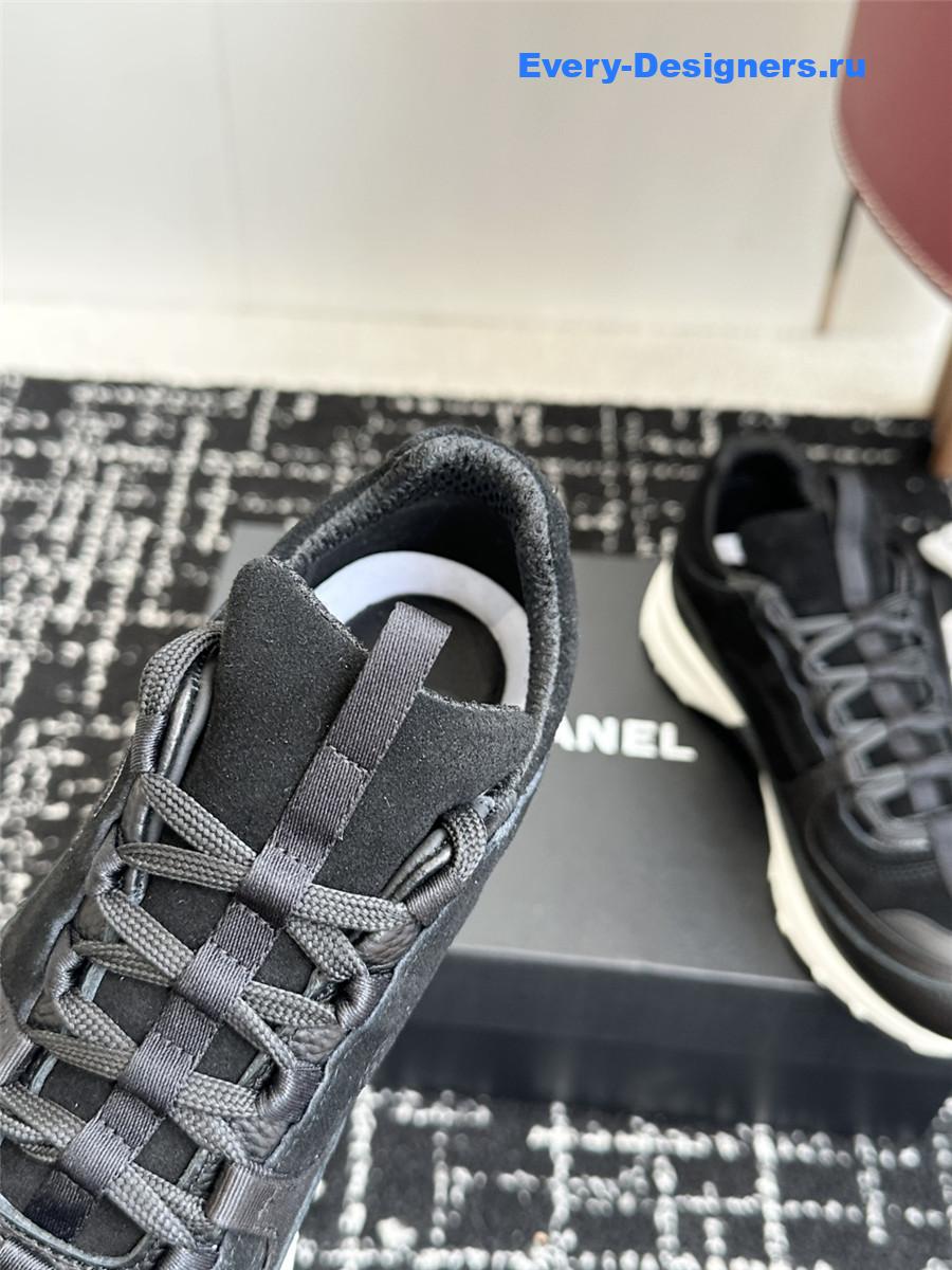 Ch**el cc logo black lambskin low top sneaker