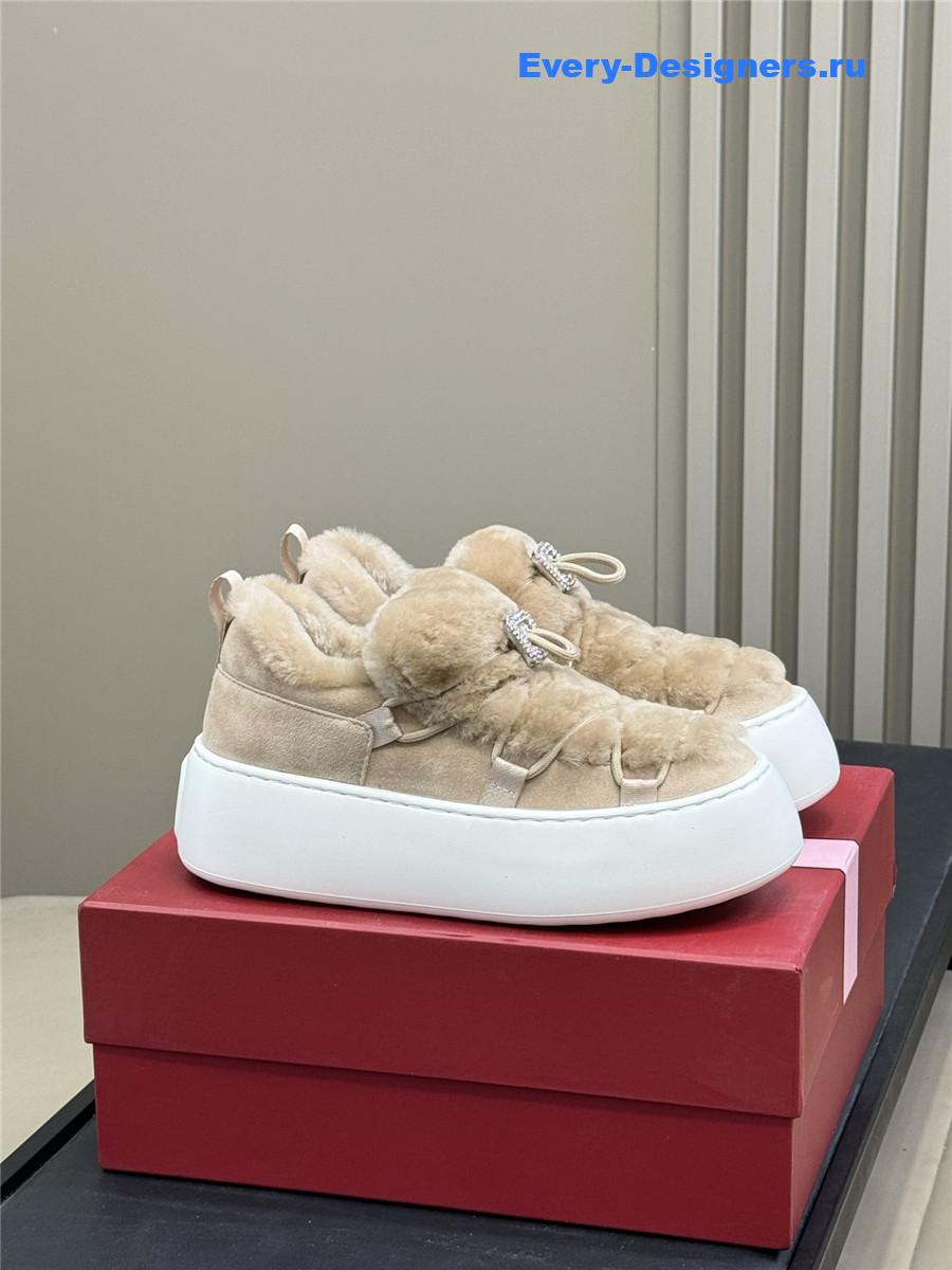 Roger Vivier Brown Shearling Suede Sneaker