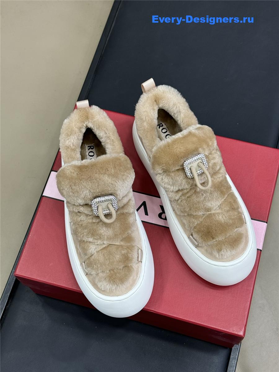 Roger Vivier Brown Shearling Suede Sneaker