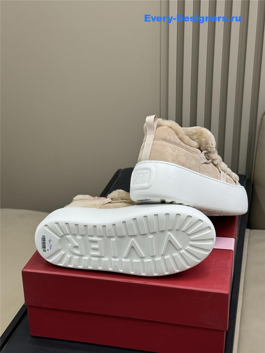 Roger Vivier Brown Shearling Suede Sneaker